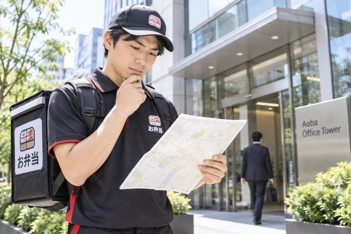 配達先の選定をする配達員