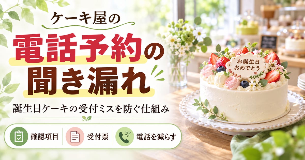ケーキ屋の誕生日ケーキ予約、電話の聞き漏れを防ぐ受付の仕組み