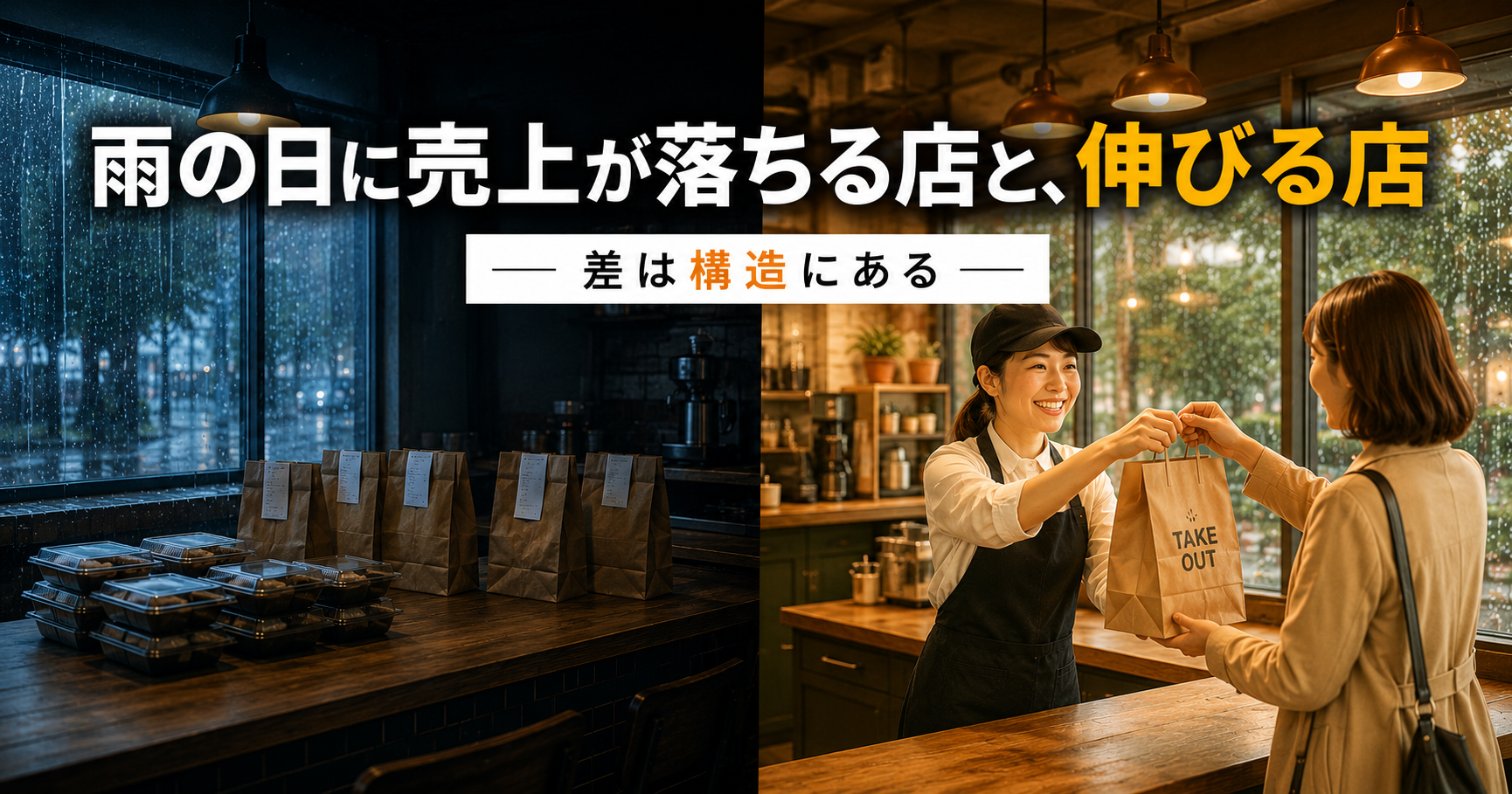 テイクアウトの雨の日対策 — 売上が落ちる店と、むしろ伸びる店の違い